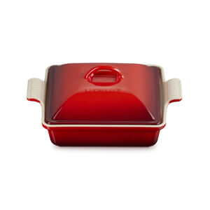 Le Creuset Cerise Stoneware Deep Square Dish with Lid 23cm